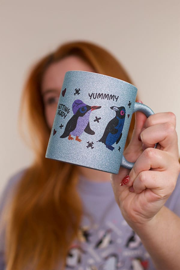 Pinguin Glitzer Tasse