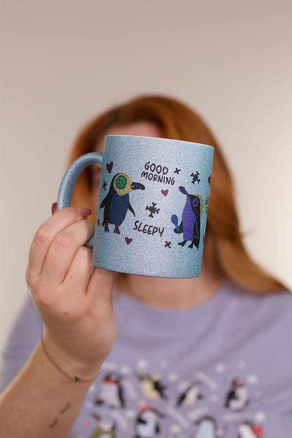 Pinguin Glitzer Tasse