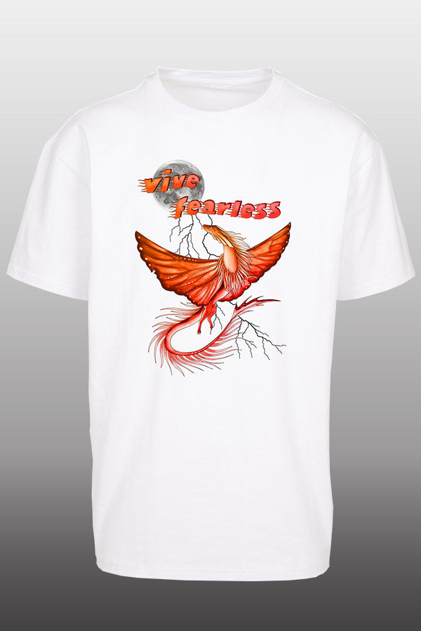 Vive fearless orange Oversize T-Shirt weiß